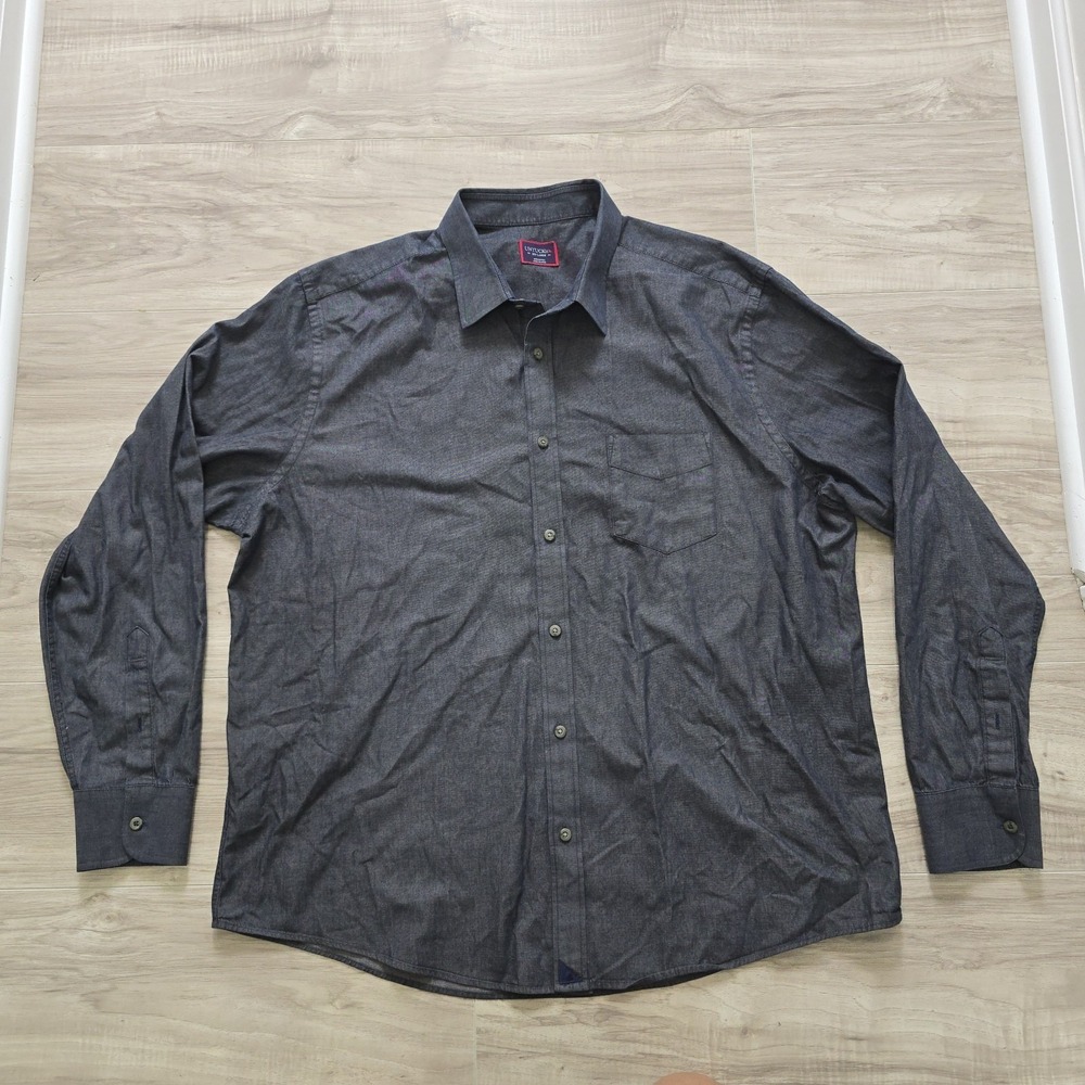 Untuckit Button Shirt Mens 2XL Long Sleeve Pocket Button Up Gray